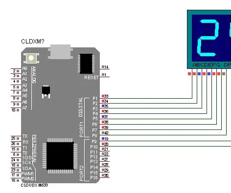 Contador de exibição de 7 segmentos múltiplos com microcontrolador CloudX: 4 etapas