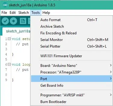 Konfigurasikan Arduino Nano