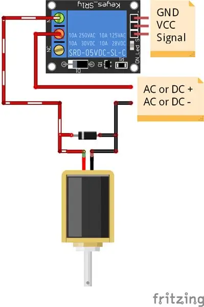 Releja pievienošana solenoīda slēdzim