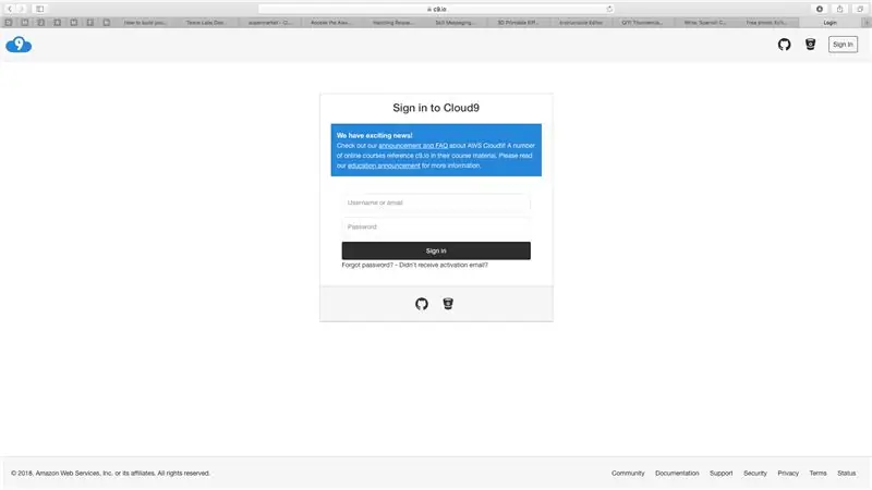 Logga in på Cloud9 och Amazon Developer Console