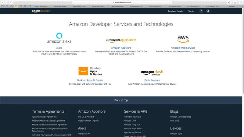 Meld aan by Cloud9 en Amazon Developer Console