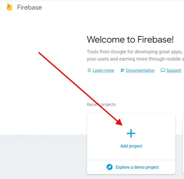 Vytvorte databázu Firebase