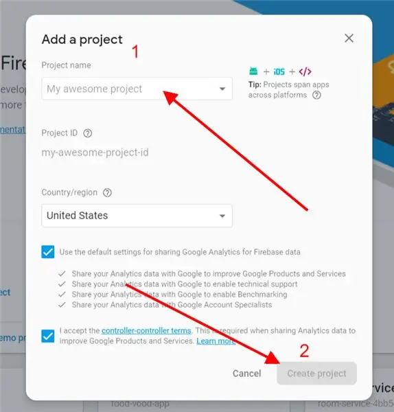 Crear base de datos de Firebase