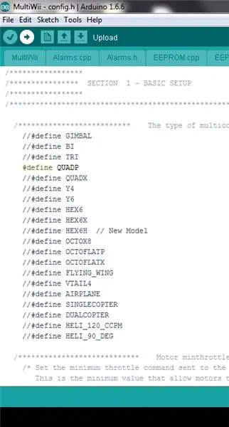 Pagse-set up ng Mga Controllers Multiwii Code