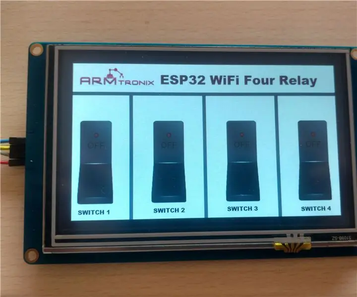 Interfaz de pantalla Nextion con placa ESP 32 de cuatro relés: 7 pasos