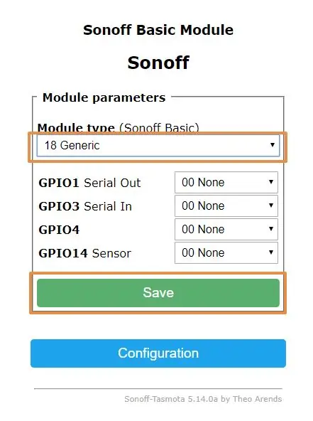 Guardar la configuración