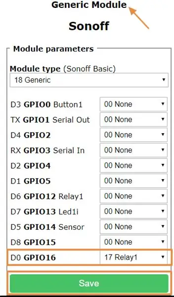 ახალი GPIO პარამეტრები ESP8266 დაფის ტიპების მიხედვით