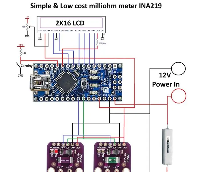 Mababang Ohmic Paglaban Meter Sa INA219 Kasalukuyang Sensor: 5 Hakbang