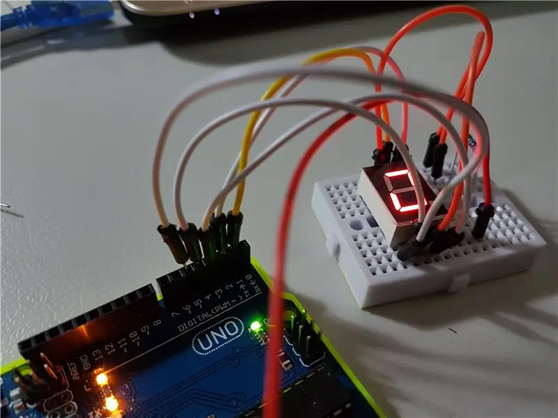 Connect Segment E (Arduino Pin 5, LED Pin 1)