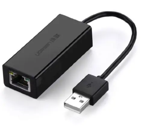 Potrebný spotrebný materiál: Ugreen USB 2.0 až 10/100 Fast Ethernet Lan káblový sieťový adaptér