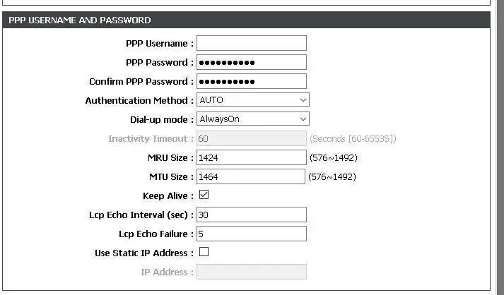 Tetapan Penghala ADSL