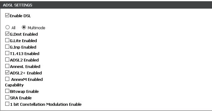 ADSL роутеринин жөндөөлөрү