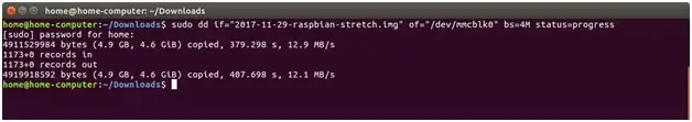 Raspbian зургийг MicroSd карт руу хуулж байна