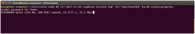 Raspbian зургийг MicroSd карт руу хуулж байна