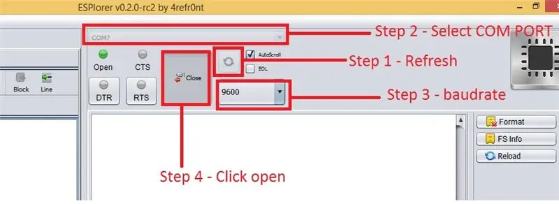 Nodemcu: Lua сценарийлерін Nodemcu -ге ESPlorer_1 көмегімен жүктеу