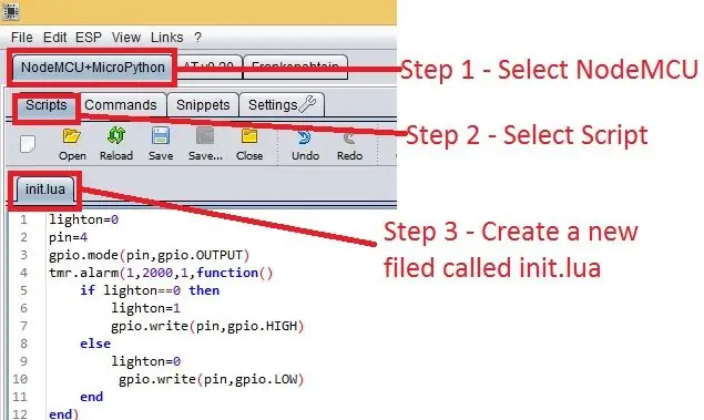 Nodemcu: Ngarkimi i Scripts Lua në Nodemcu Me ESPlorer_II