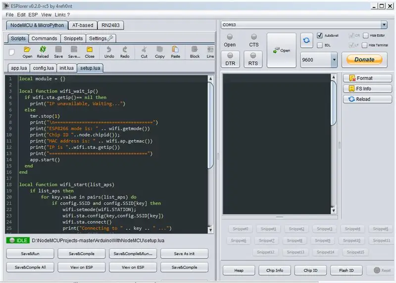 Nodemcu: Качване на Lua скриптове в Nodemcu с ESPlorer_III