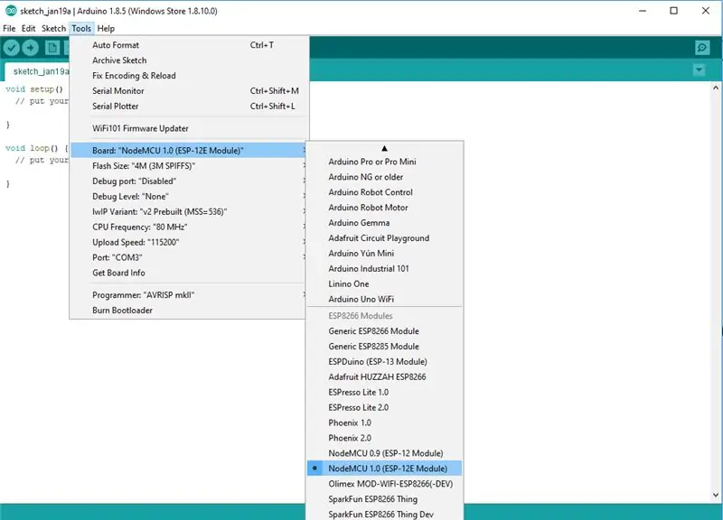 Penyediaan Arduino IDE - Konfigurasi Modul NodeMCU