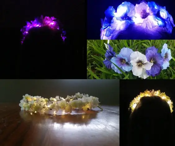 Light Up Flower Crown Headband para sa Mga Pista ng Musika sa Tag-init, Mga Kasalan, Mga Espesyal na okasyon: 8 Hakbang (na may Mga Larawan)