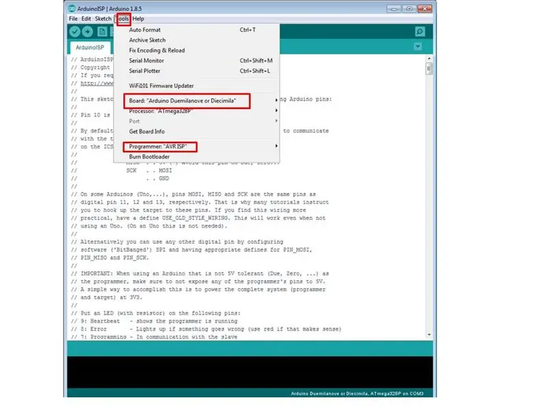Programi Arduino për përdorim si programues në sistem (ISP)