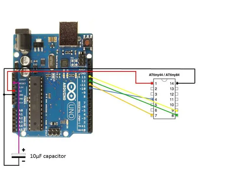 Lidhni ATtiny84 për Programim