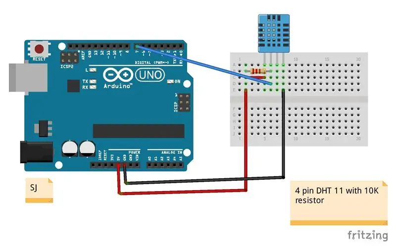 Sluit Arduino aan op DHT11