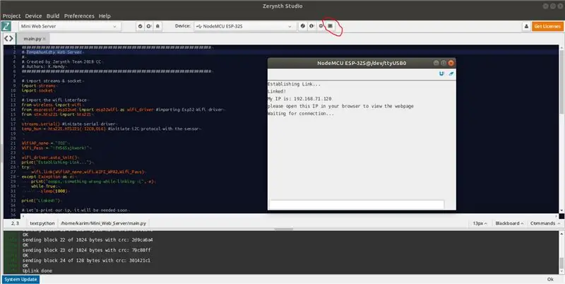 Esp32 Lämpötila- ja kosteusverkkopalvelin PYTHON & Zerynth IDE: n avulla