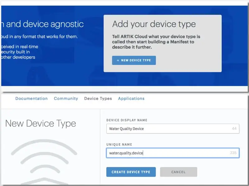 Creeu el vostre tipus de dispositiu ARTIK Cloud