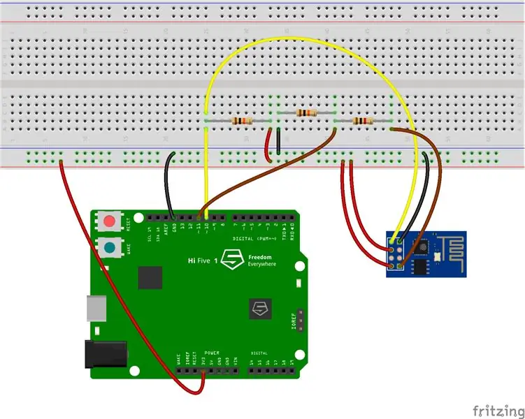 Conectați modulul ESP-01 la placa HiFive1