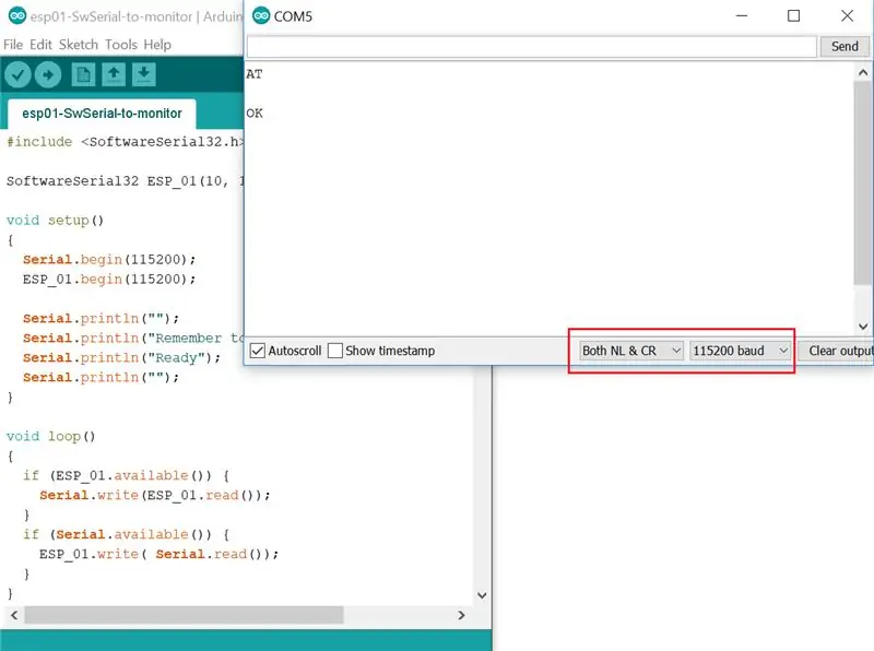 Serial Monitor vasitəsilə ESP-01 Modulu ilə söhbət