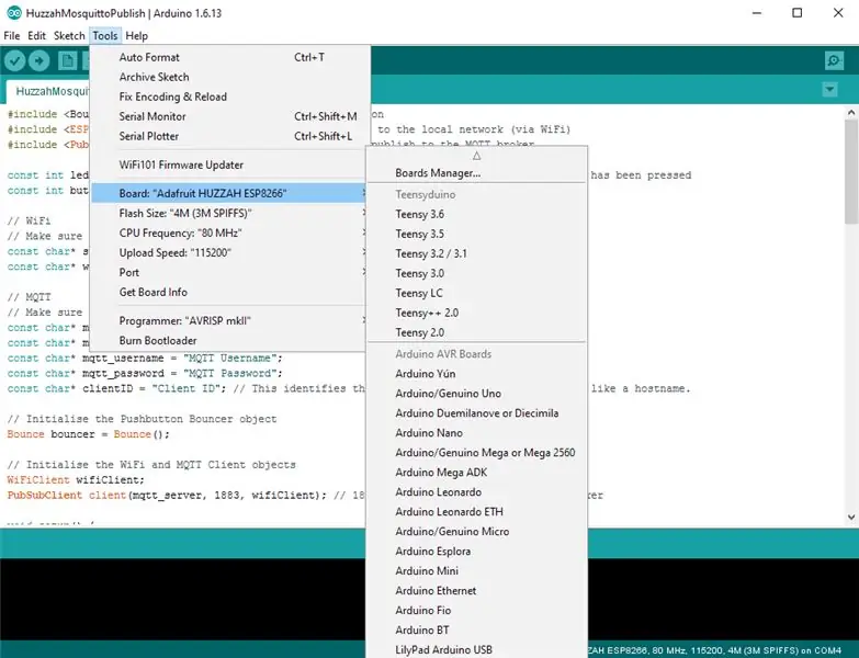 ESP8266: n määrittäminen (Adafruit HUZZAH)