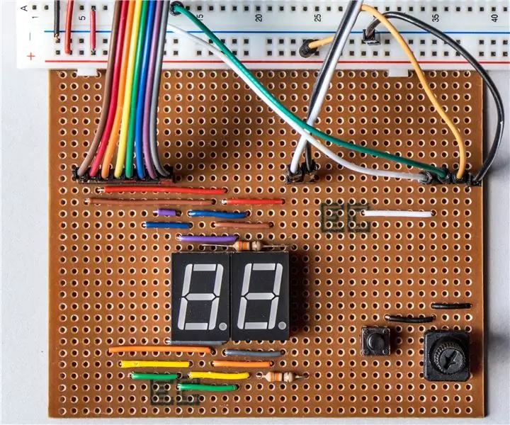 Двойни 7 -сегментни дисплеи, контролирани от потенциометър в CircuitPython - Демонстрация на устойчивост на зрението: 9 стъпки (със снимки)