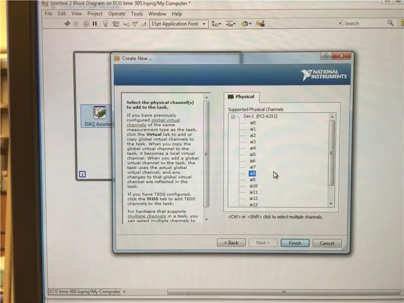 LabVIEW az EKG hullámforma ábrázolásához és a pulzusszám (percenkénti ütés) kiszámításához