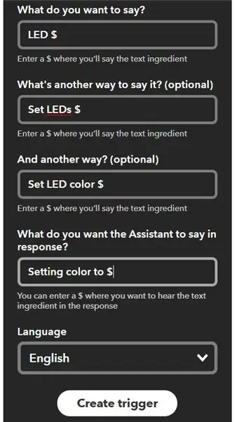 Configuration IFTTT (déclencheur)