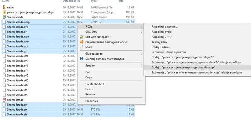 Zip sve Gerber datoteke u jednu.zip datoteku