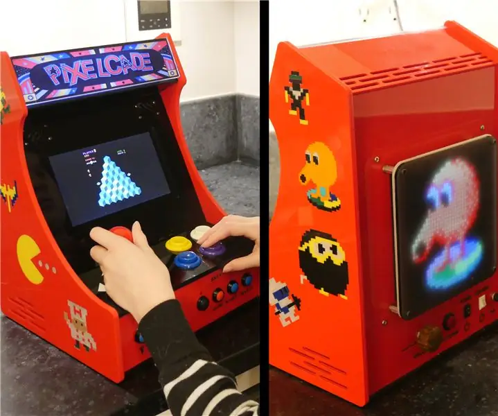 PIXELCADE - Mini Bartop Arcade met geïntegreerde PIXEL LED -skerm: 13 stappe (met foto's)