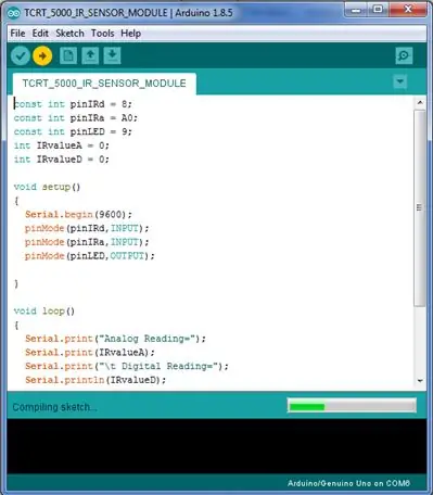 स्रोत कोड खोलें और Arduino UNO पर अपलोड करें