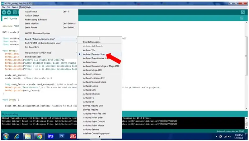 Muat naik Kod ke Arduino UNO