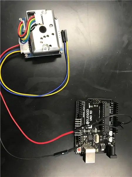 Az Arduino és a porérzékelő bekötése