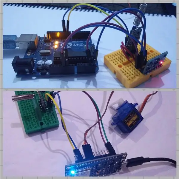 שליטה בסרוו באמצעות MPU6050 בין Arduino ל- ESP8266 עם HC-12