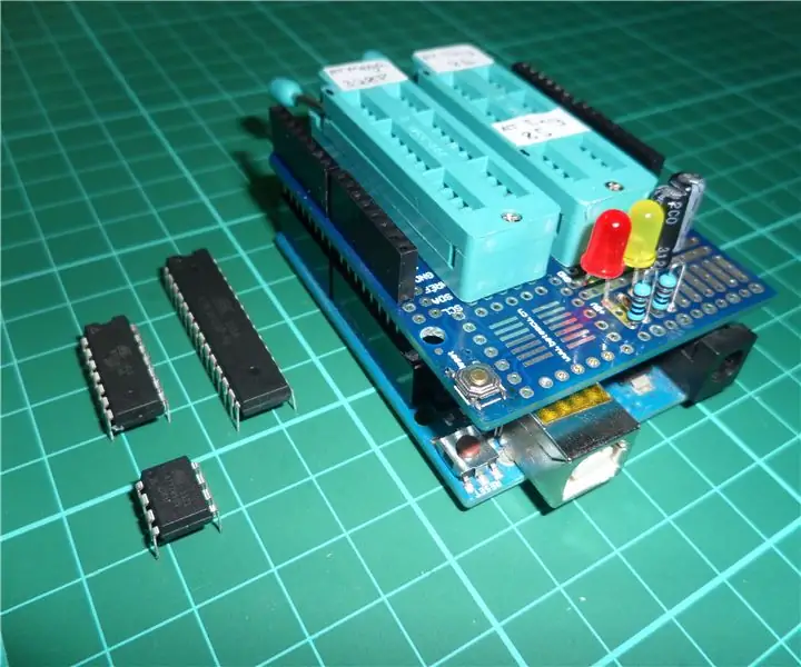 Programimi i ATTiny85, ATTiny84 dhe ATMega328P: Arduino Si ISP: 9 hapa (me fotografi)