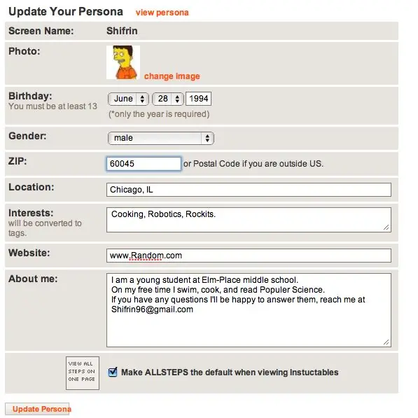 Uppdatera din personliga information