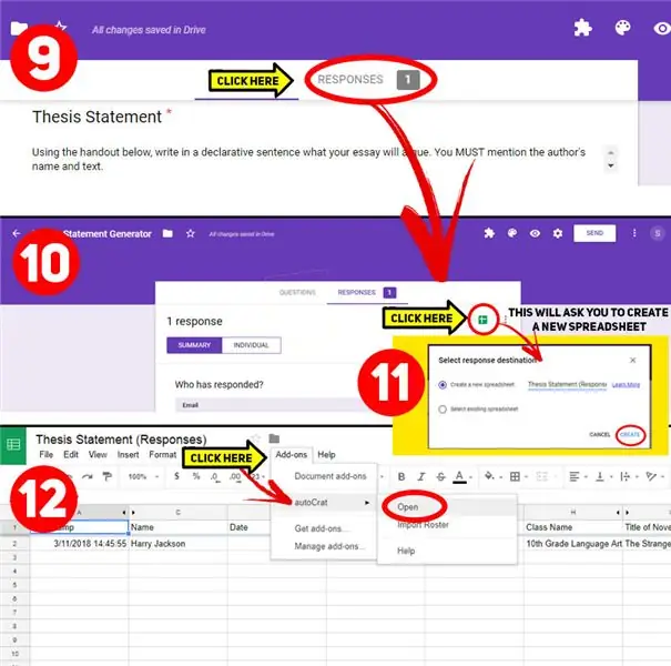 Affichage des réponses dans Google Sheets