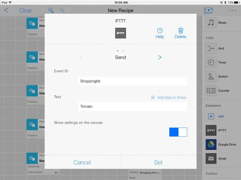 Program IFTTT App Block in die MESH App