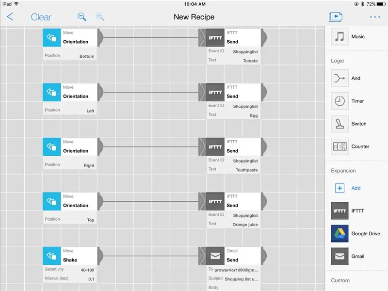 Tilslut MESH Move -appblokke til IFTTT -appblokke