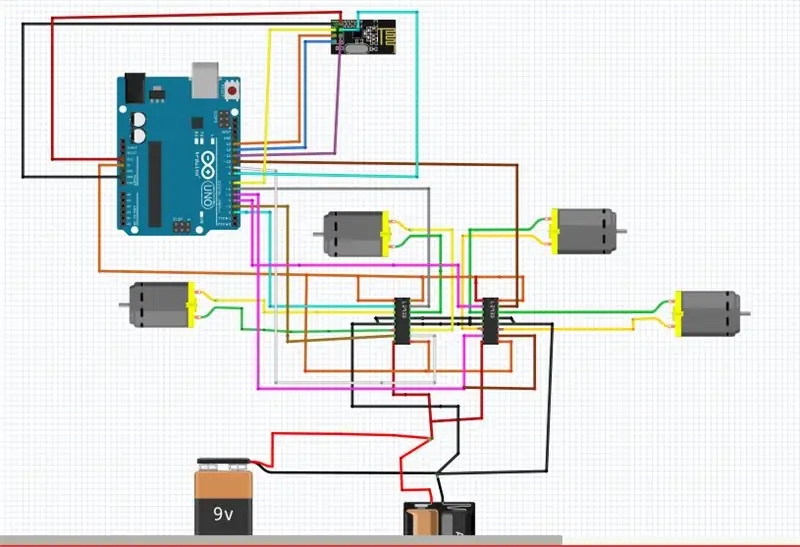 การเชื่อมต่อของ Rover (มอเตอร์และโล่) Arduino Uno