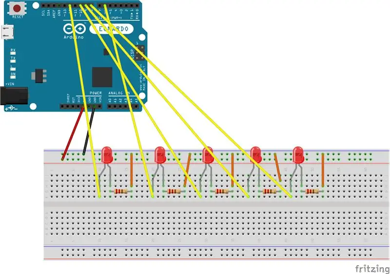 Het elektrische circuit opgebouwd