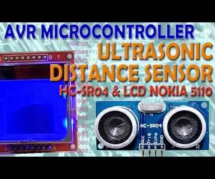 AVR mikrokontrolleris. Ultraskaņas attāluma sensors. HC-SR04 uz LCD NOKIA 5110: 4 soļi