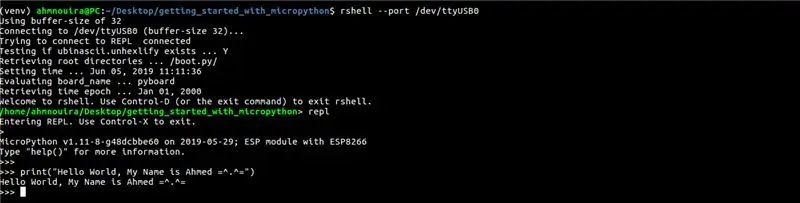 Utilisation de MicroPython REPL avec Rshell