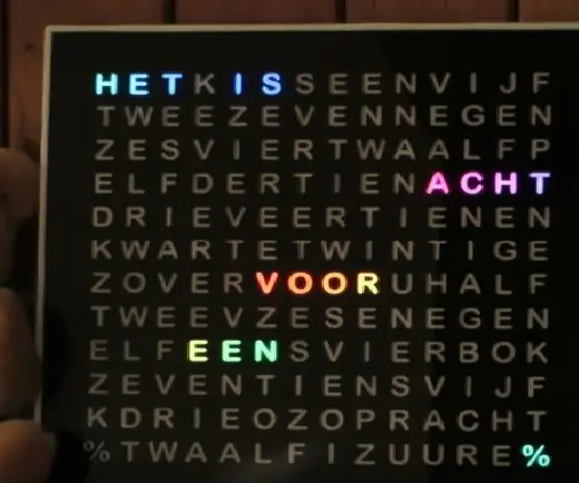 Rainbow Word Clock Na May Isang Buong Epekto ng Rainbow at Higit Pa: 13 Mga Hakbang (na may Mga Larawan)